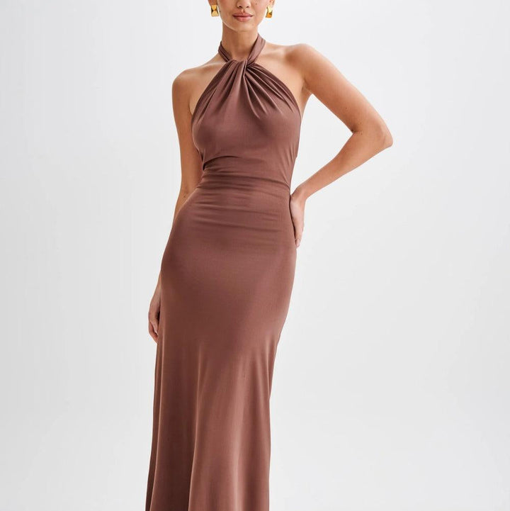 Damen-Maxikleid mit Neckholder und Stretch