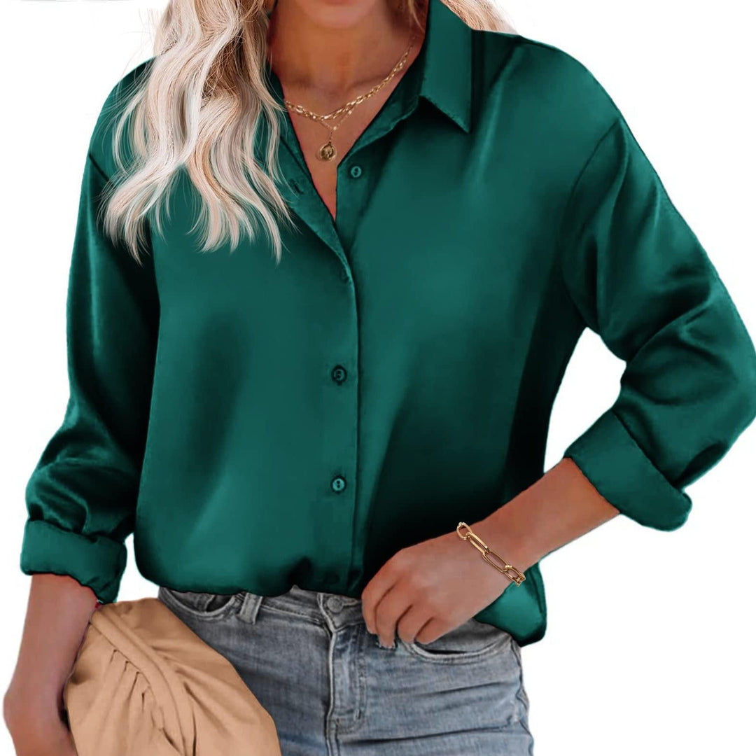 Satinbluse für Damen mit Knopfverschluss
