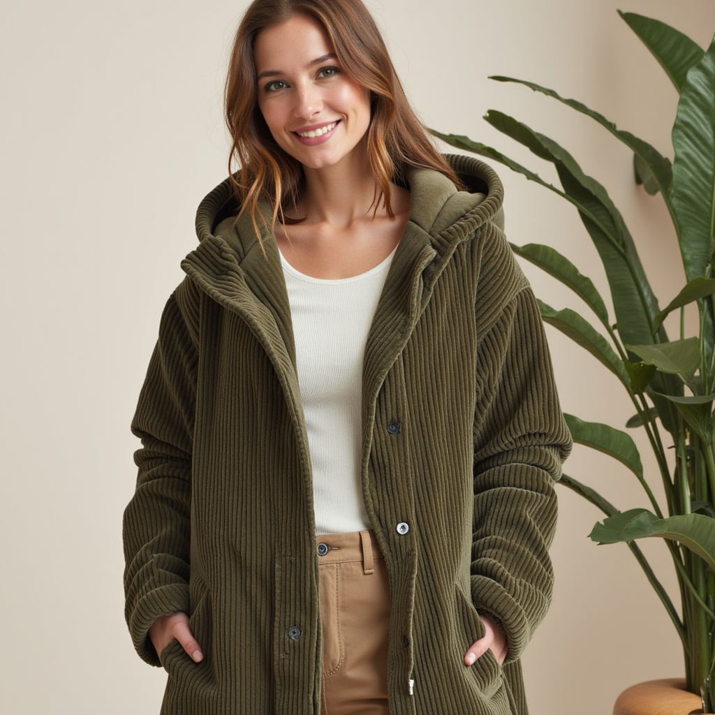 Giacca Donna in Maglia a Coste con Cappuccio Regular Fit - Vesarelli
