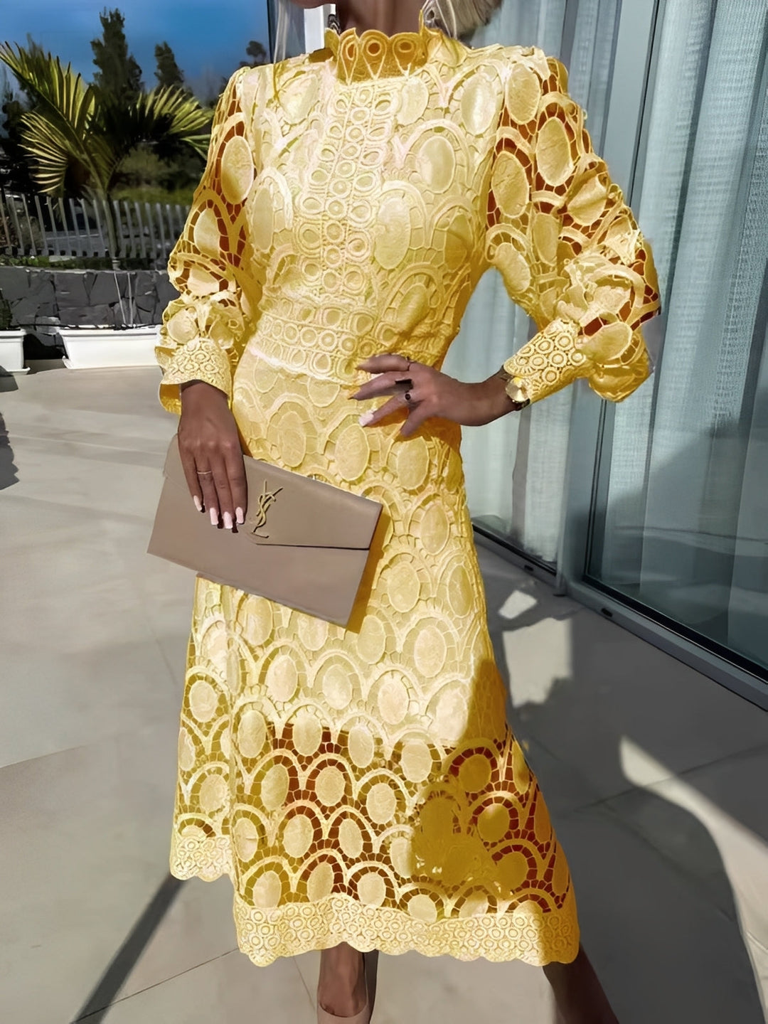 Madeline - Stilvolles Langarm-Maxikleid für Damen