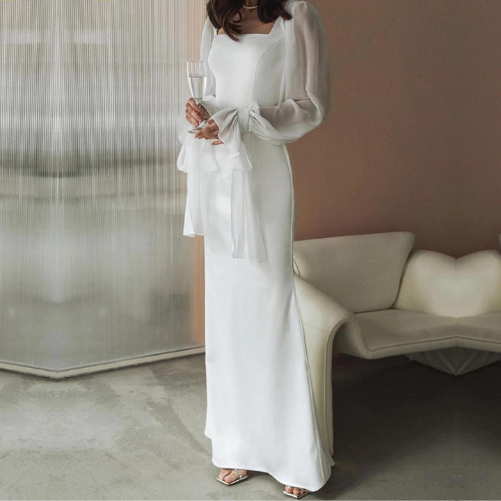 Damenkleid maxilang mit Puffärmeln
