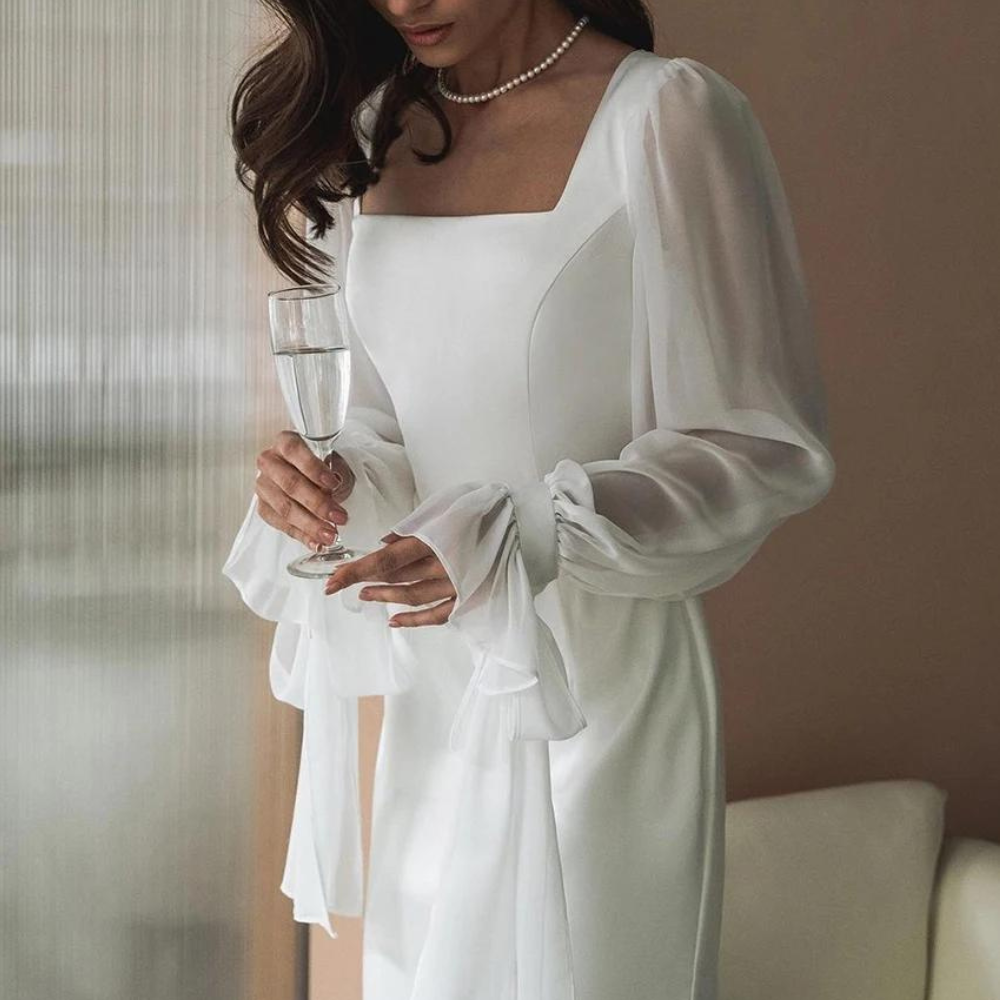Damenkleid maxilang mit Puffärmeln