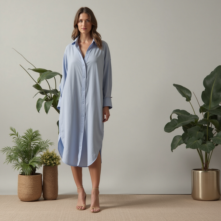 Abito Donna in Lino Maniche Lunghe Vestibilità Confortevole - Vesarelli