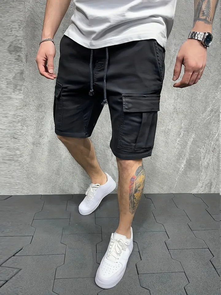 Christian | Herren Cargo Shorts mit Kordelzug und Utility Taschen