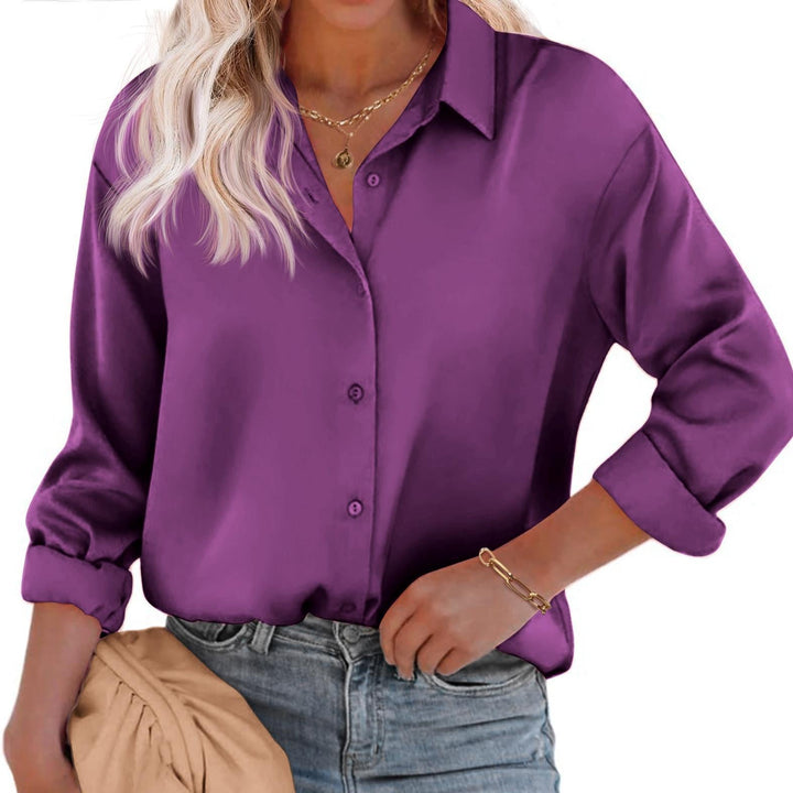 Satinbluse für Damen mit Knopfverschluss