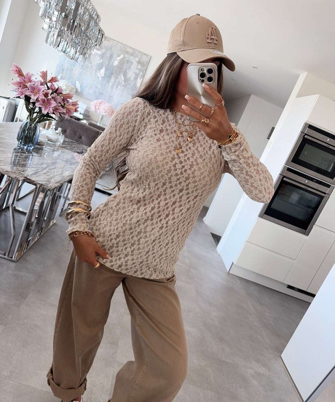 Spitzen Oberteil Rita Beige Ladypolitan ♡