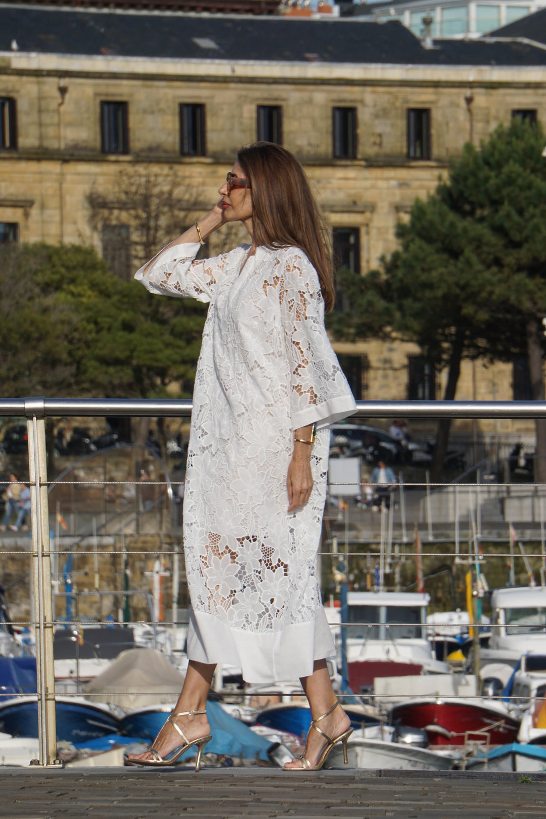 Spitzenkleid für Damen aus ägyptischer Baumwolle, weiß