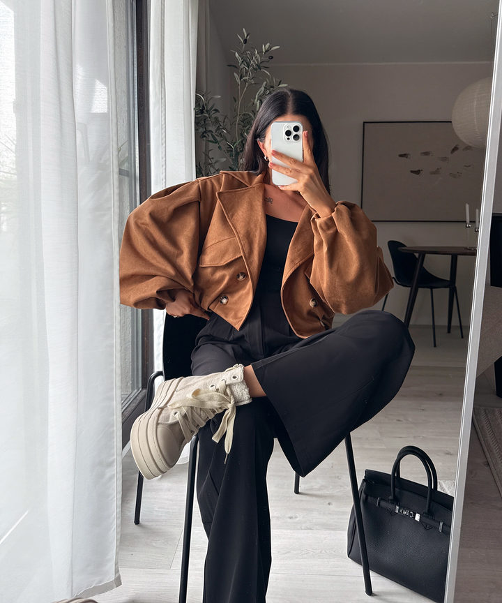 Wildleder Crop Trenchcoat Henna Camel Ladypolitan ♡