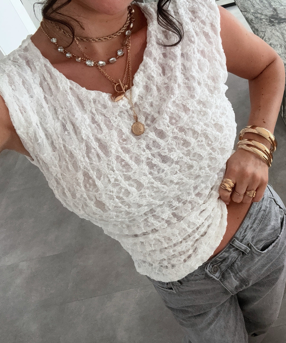 Spitzen Oberteil Carla Weiß Ladypolitan ♡