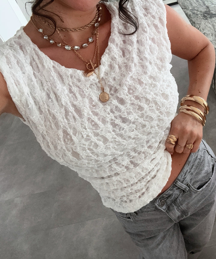 Spitzen Oberteil Carla Weiß Ladypolitan ♡