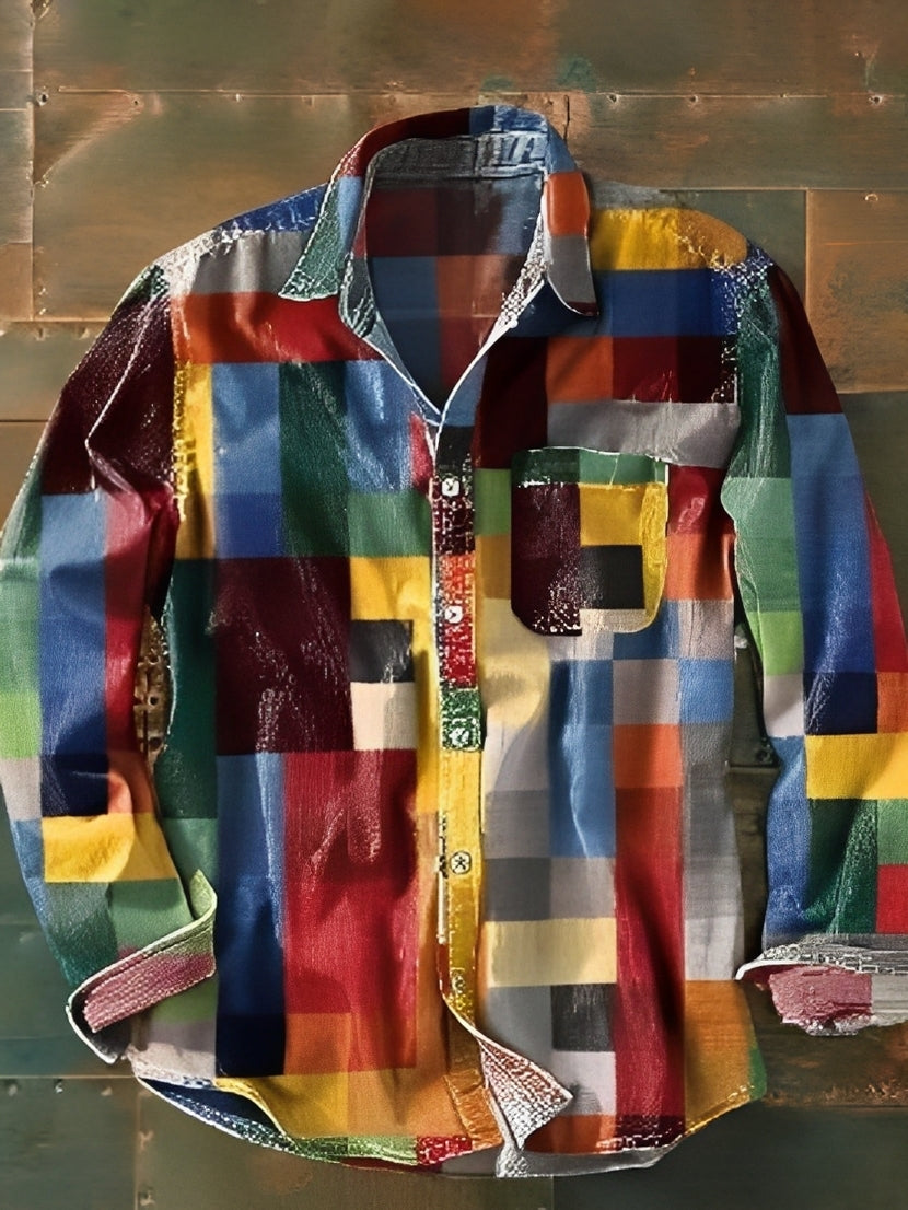 Charles – Herren-Langarmhemd – Farbintensiv und Retro