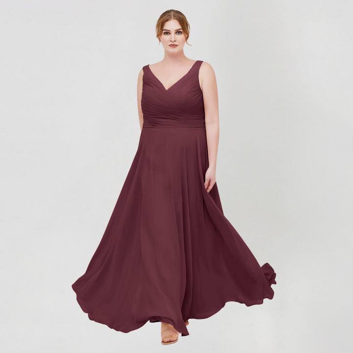 Damen Chiffon Maxikleid mit Schleife