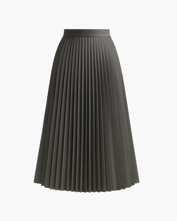 Falten Midi Plisseerock mit hoher Taille