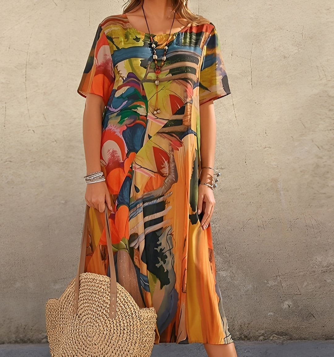 Alexa - Trendiges Damenkleid mit Druck und lockerem Schnitt
