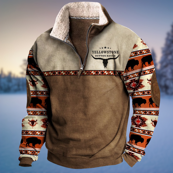 Emil | Herren Lässiger Winterpullover mit Halb-Reißverschluss