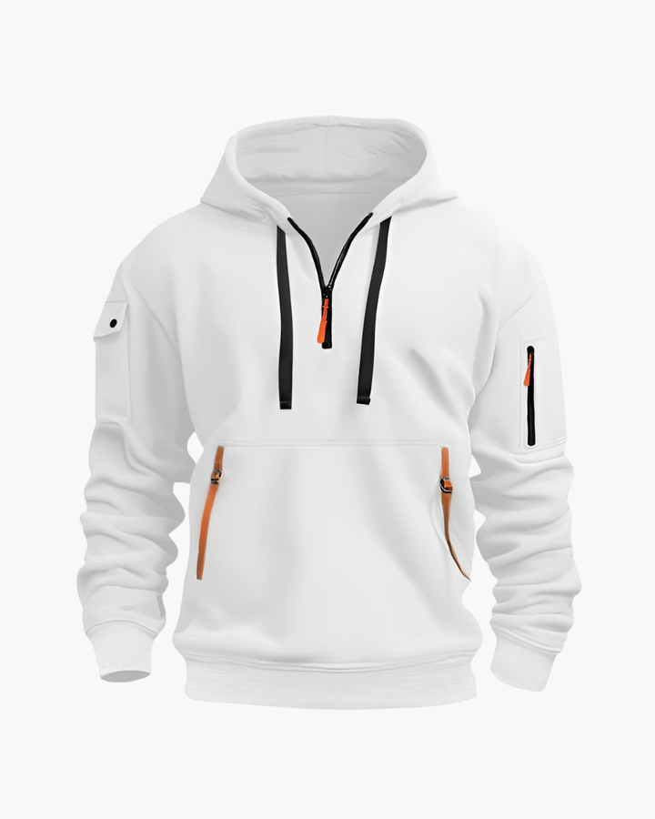 Lockerer Hoodie mit Reißverschluss und Kontrastdetails