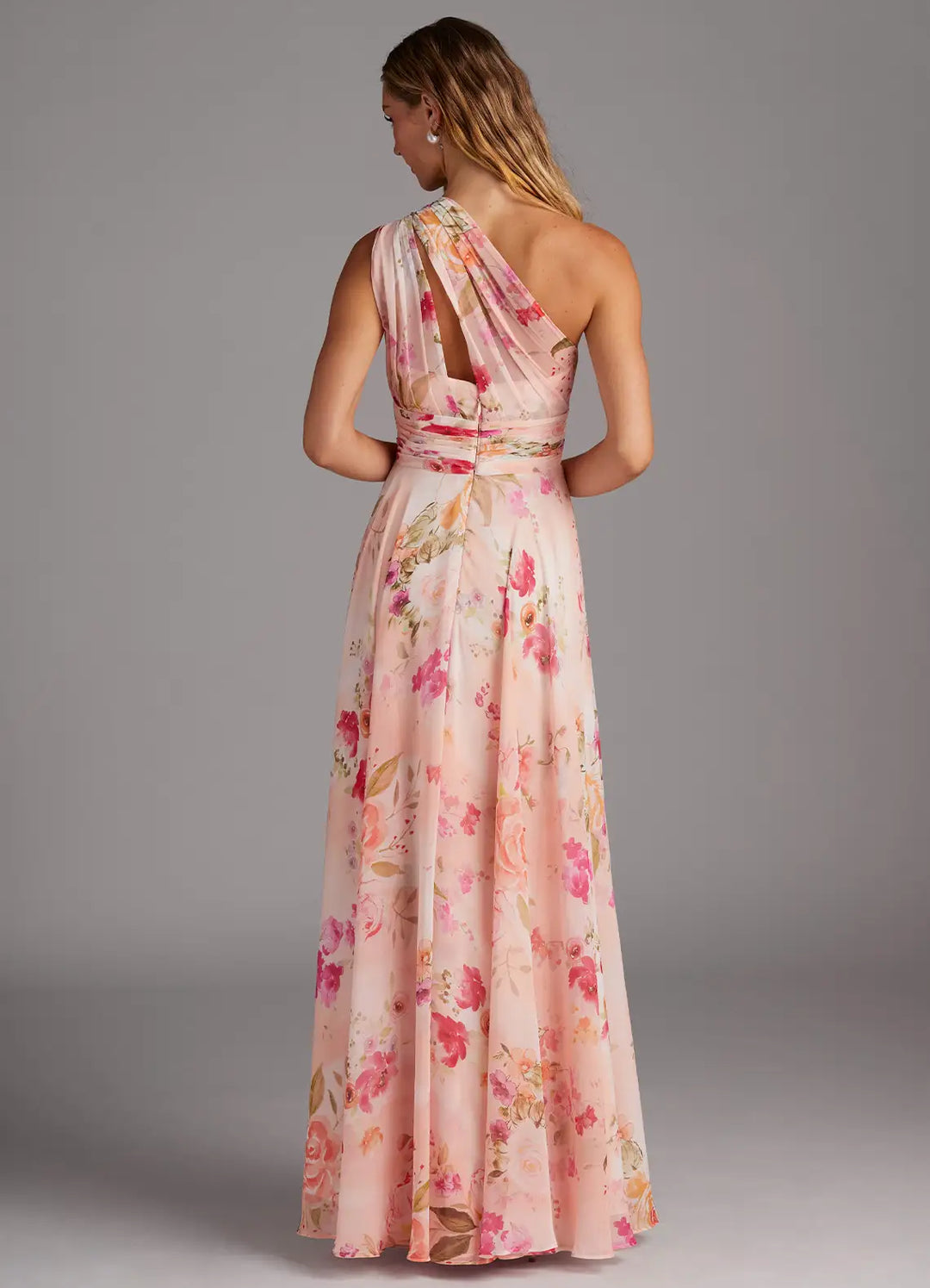 Brautjungfernkleid aus Chiffon mit Blumenmuster