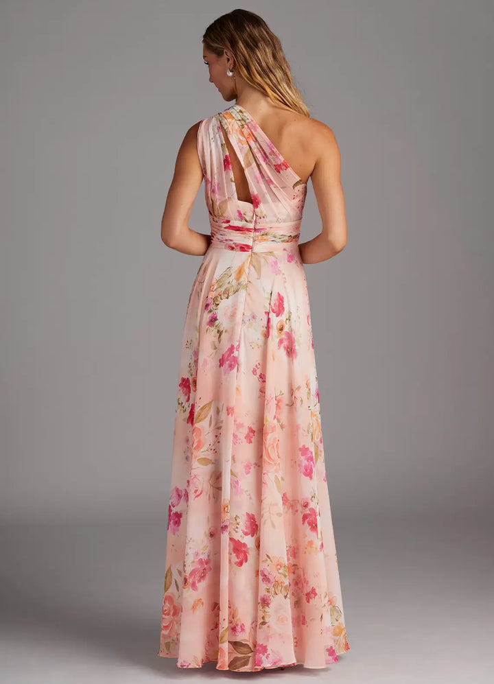 Brautjungfernkleid aus Chiffon mit Blumenmuster