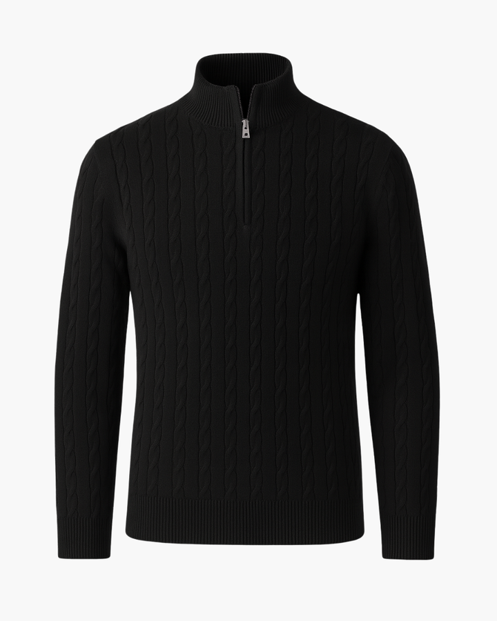 Halbzip Troyer Strickpullover mit Zopfmuster