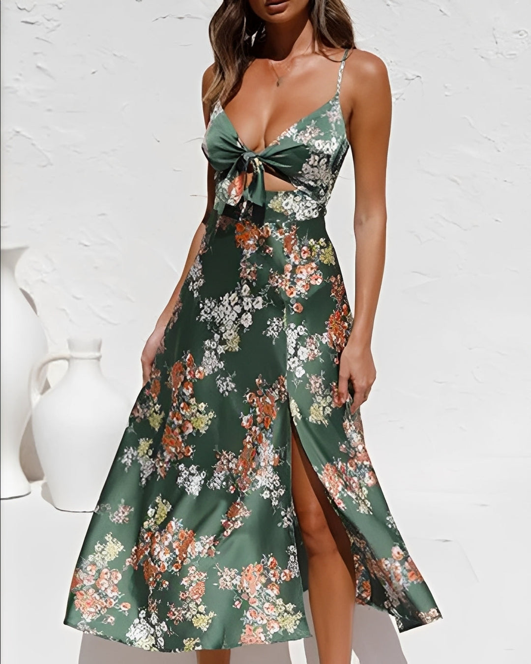 Connie - Lässiges Blumenkleid mit Schlitz für Damen