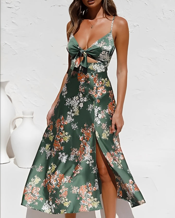 Connie - Lässiges Blumenkleid mit Schlitz für Damen