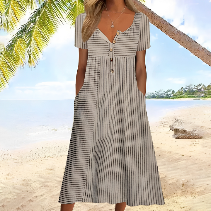 Nannie - Lässiges langes Kleid mit Print für Damen