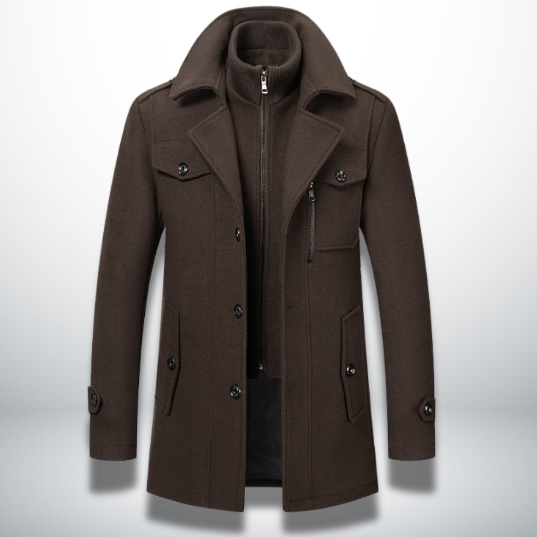 Herren Wintermantel | Winterjacke Hoher Kragen und Knopfleiste