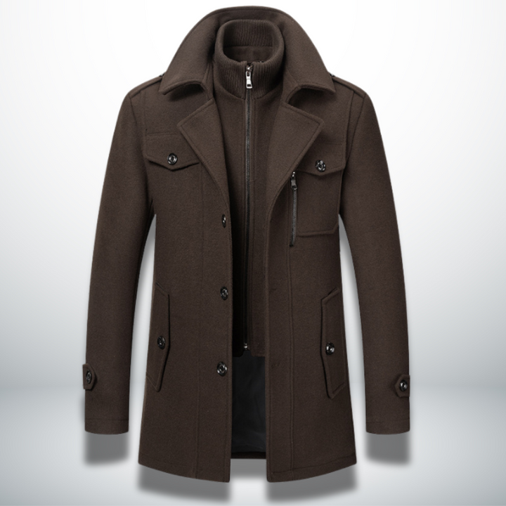 Herren Wintermantel | Winterjacke Hoher Kragen und Knopfleiste