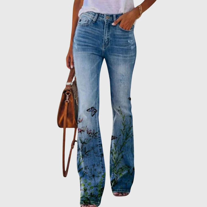 Nicole | Damen Blumen Bedruckte Enge Jeans
