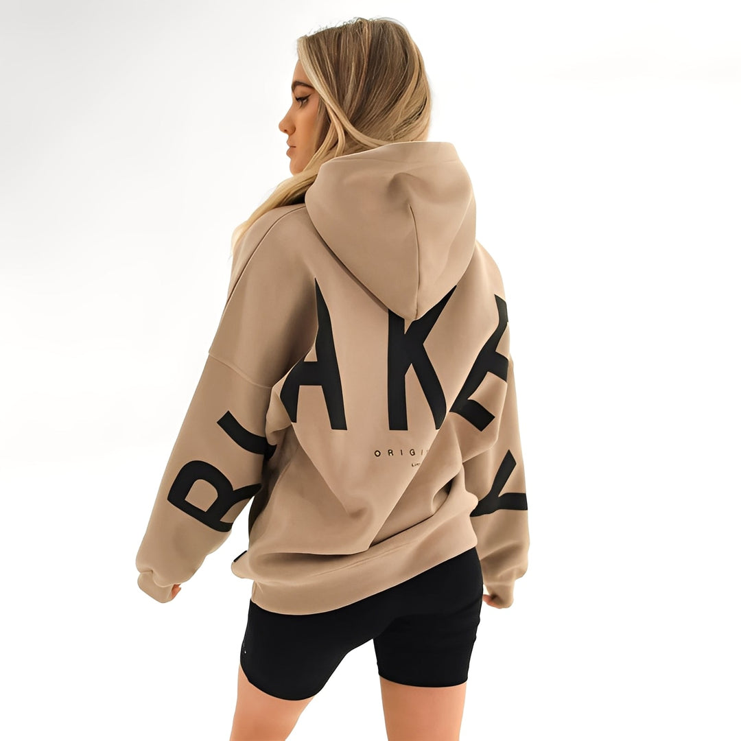 Angeline - Trendiger, dicker Damenkapuzenpullover mit Print