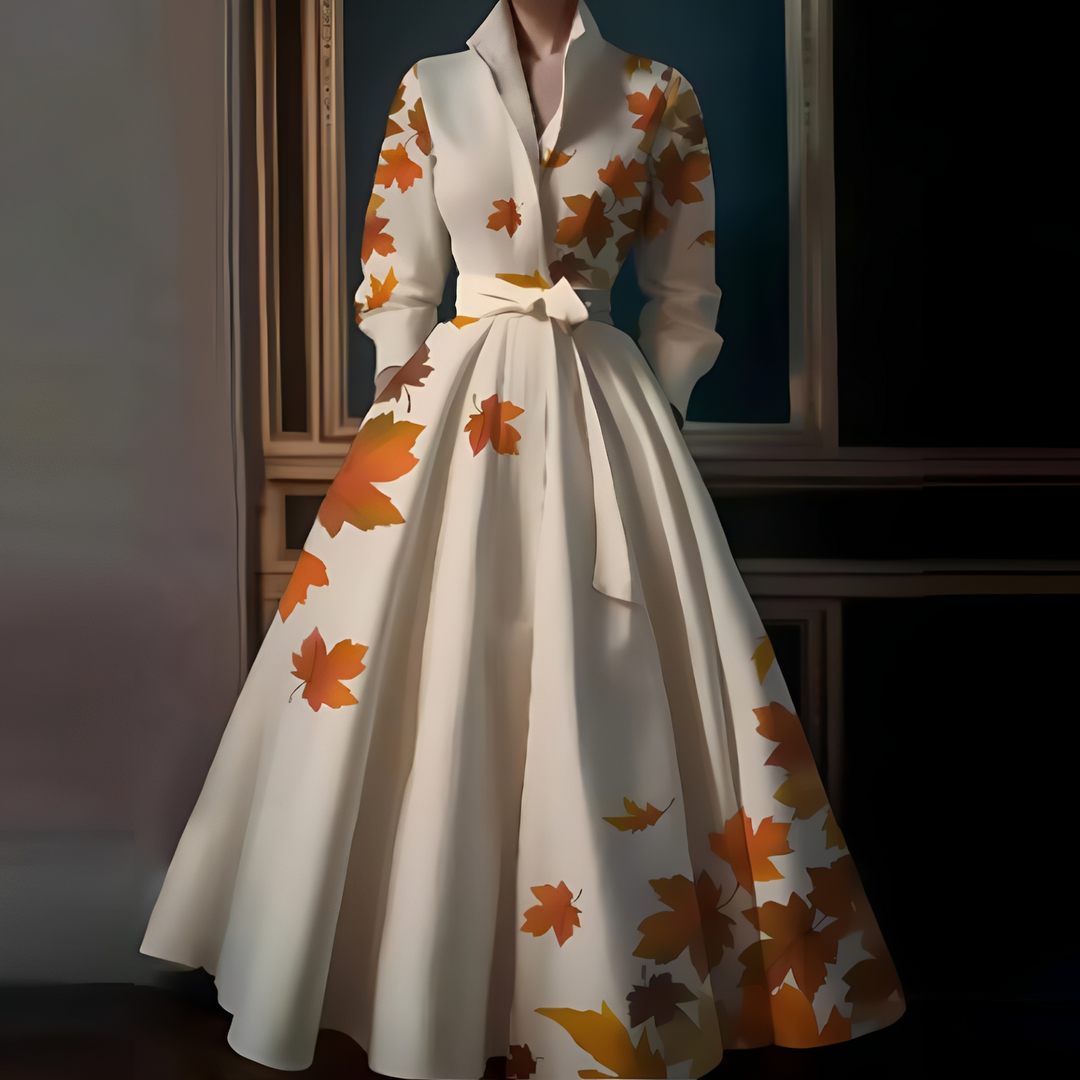 Megan - Elegantes lang geschnittenes Damenkleid mit Taillengürtel
