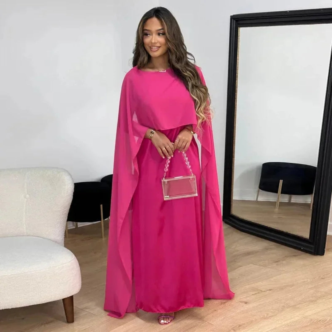 Felicia | Damen Hochzeitsgast Cape Maxikleid