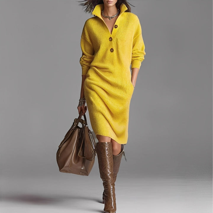Camryn – Schickes Damen-Kleid mit Knöpfen und Kragen