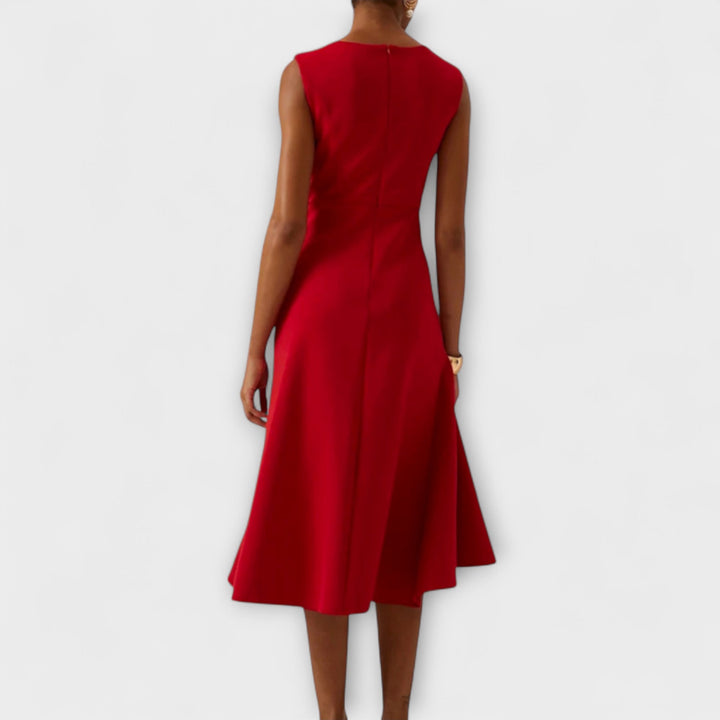 Beatrice | Damen Drapiertes Asymmetrisches Midikleid