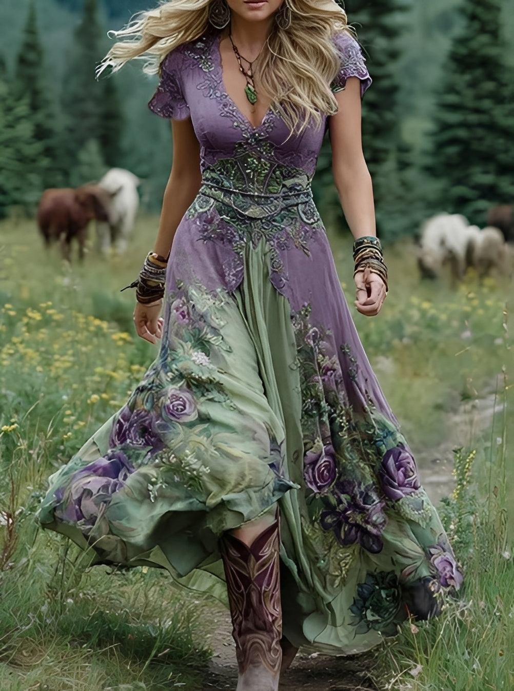 Erica - Stilvolles Maxikleid für Damen mit Blumendesign