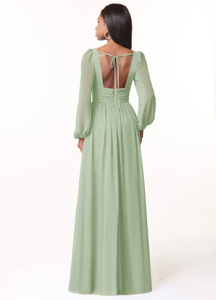 Vestido Dama de Honor Chifón Manga Larga