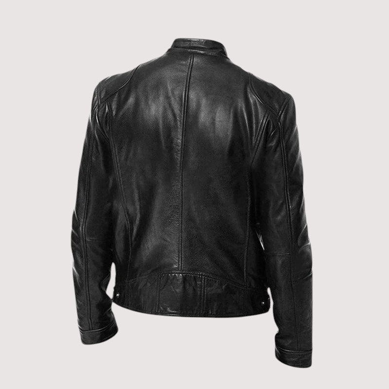 Herren-Lederjacke mit Stehkragen