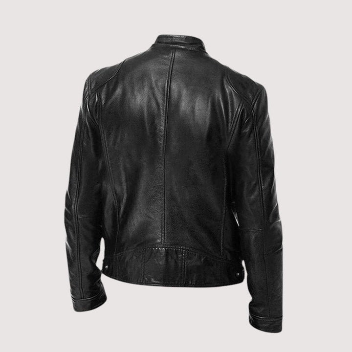 Herren-Lederjacke mit Stehkragen