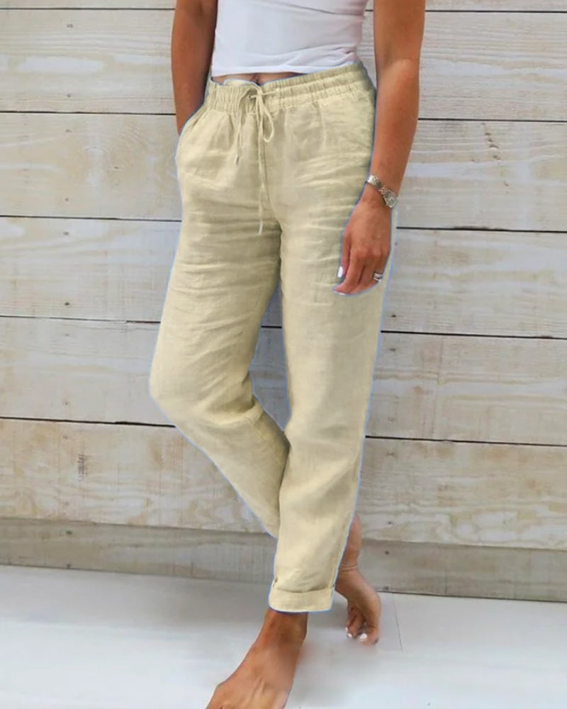 Leinenhose Damen mit und Kordelzug
