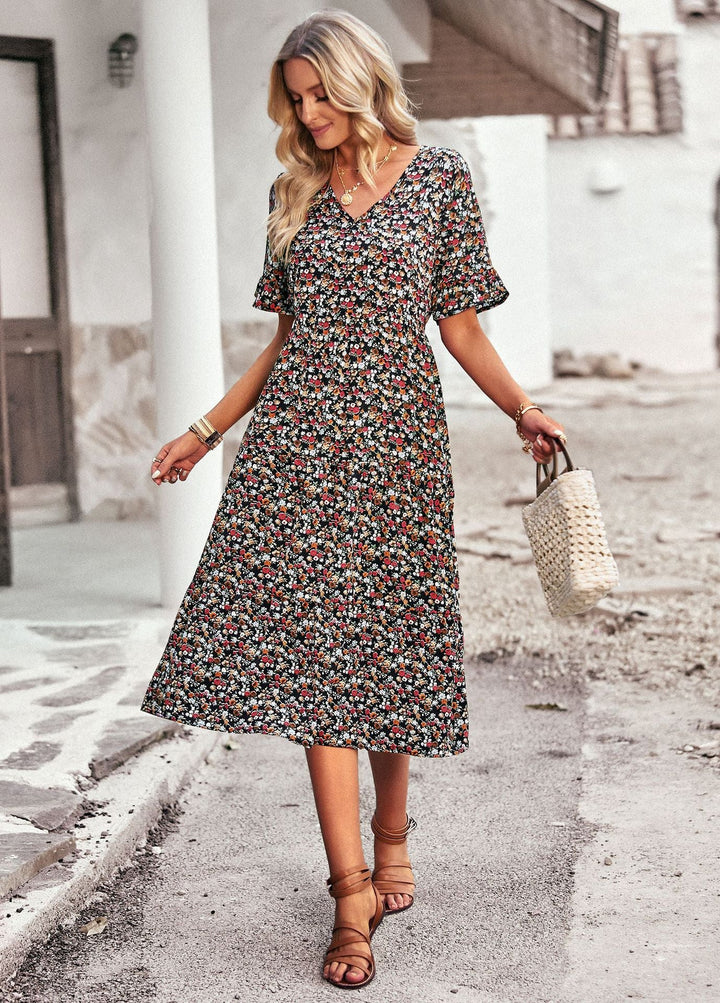 Karly - Bequemes Midikleid mit Blumenmuster für Damen