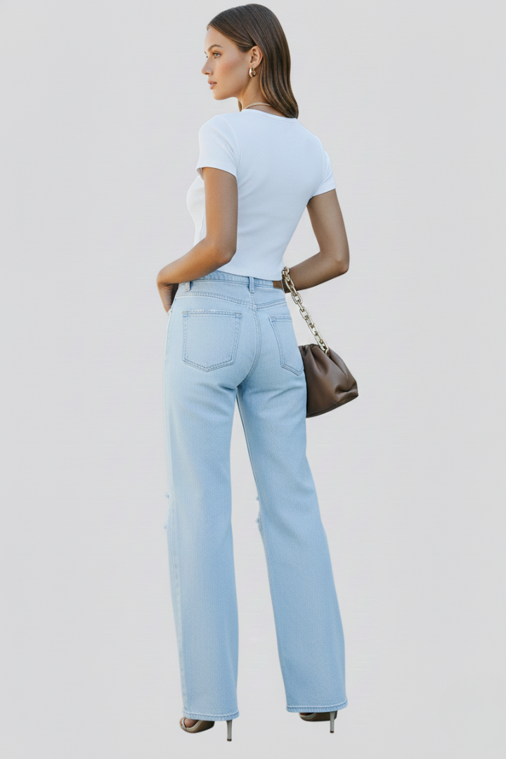 Edith | Damen Wide-Leg Distressed High-Waist Jeans