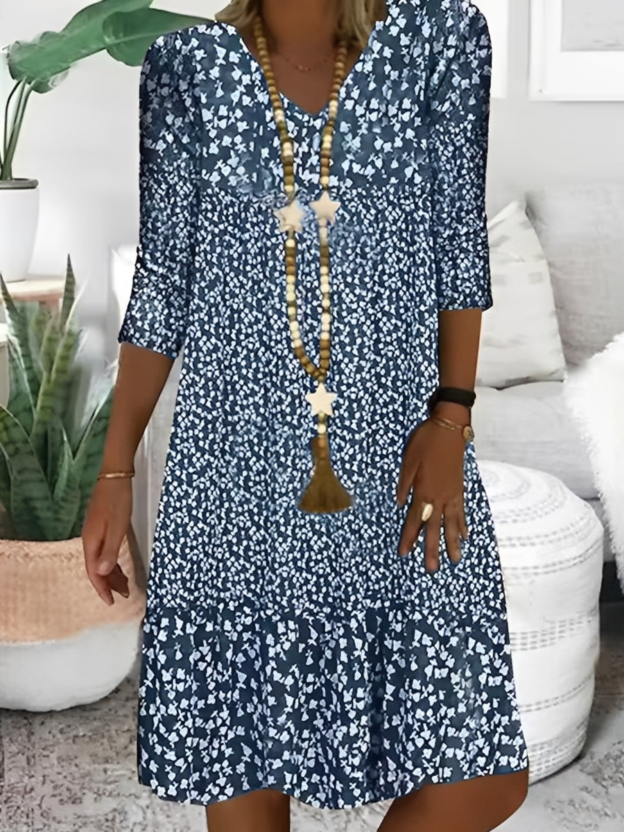 Elsie - Stilvolles Kleid mit V-Ausschnitt und Print für Damen