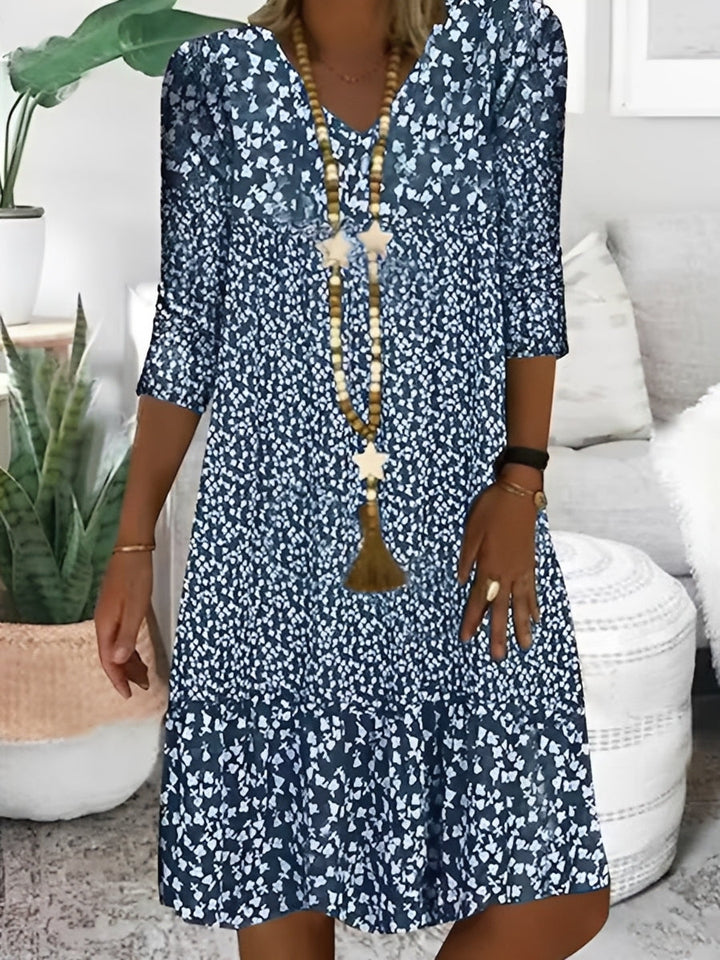 Elsie - Stilvolles Kleid mit V-Ausschnitt und Print für Damen