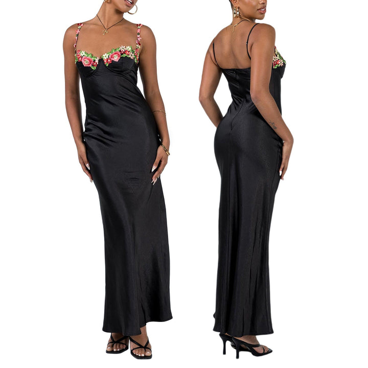 Daniella - Stilvolles Maxikleid mit Blumenstickerei für Damen