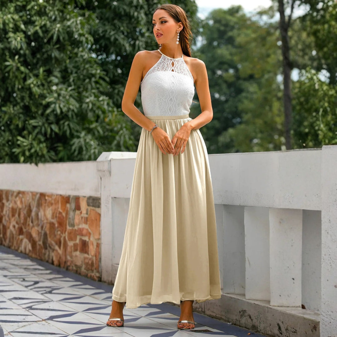 Franziska | Damen Hochzeitsgast Neckholder Maxikleid