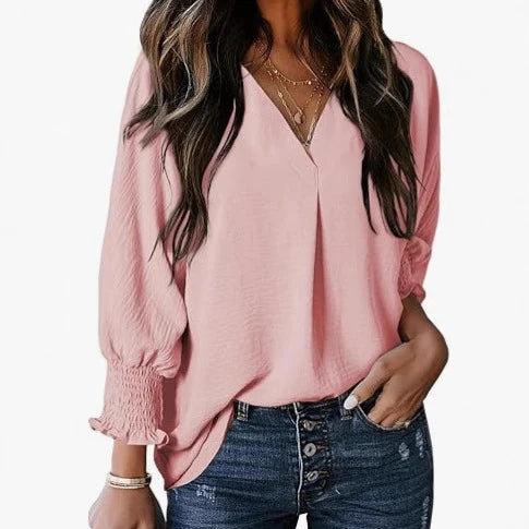 Damen Bluse Kurzarm | V-Ausschnitt Sommer Bluse Elegant & Casual