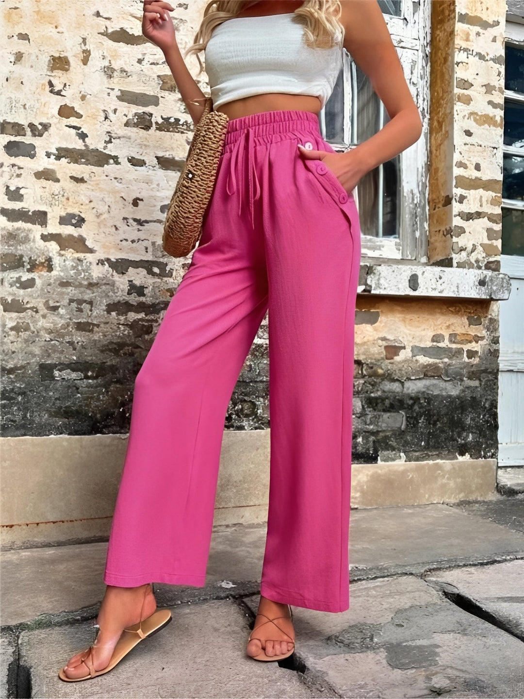Allie - Modische Damenhose mit lockerem Schnitt und hohem Bund