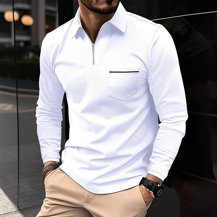 Florent - Langarm-Polo für Herren mit Reißverschluss