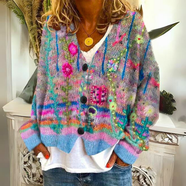 Strickcardigan | Strickjacke Floral Blumenprint