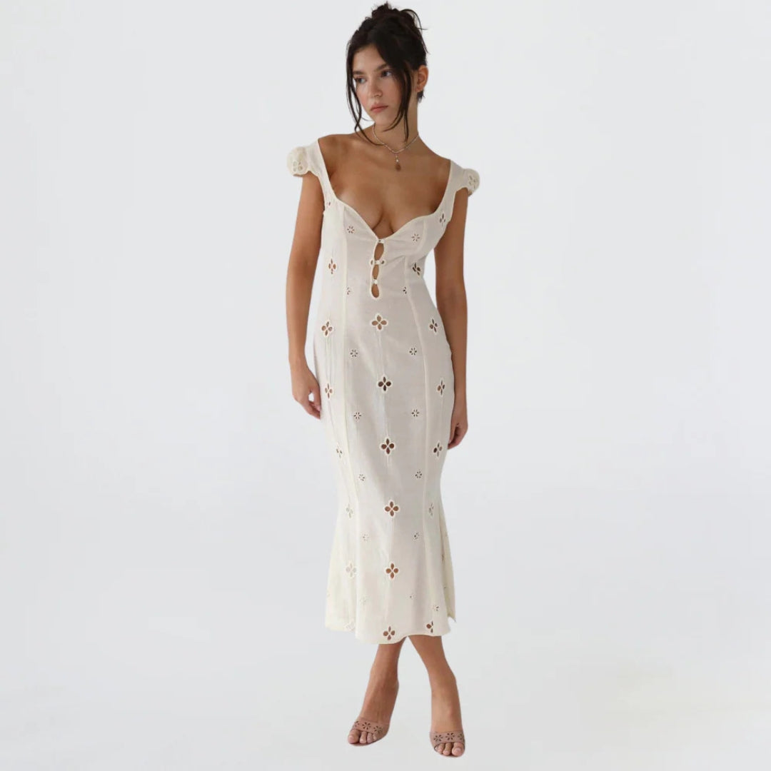 Anton | Damen Figurbetontes Meerjungfrau Hochzeitsgast Midi Kleid